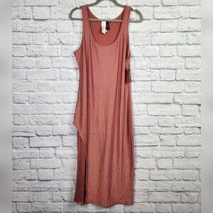 Kenneth‎ Cole Women's Medium Mauve Pink Metallic Sleeveless Side Slit Maxi Dress